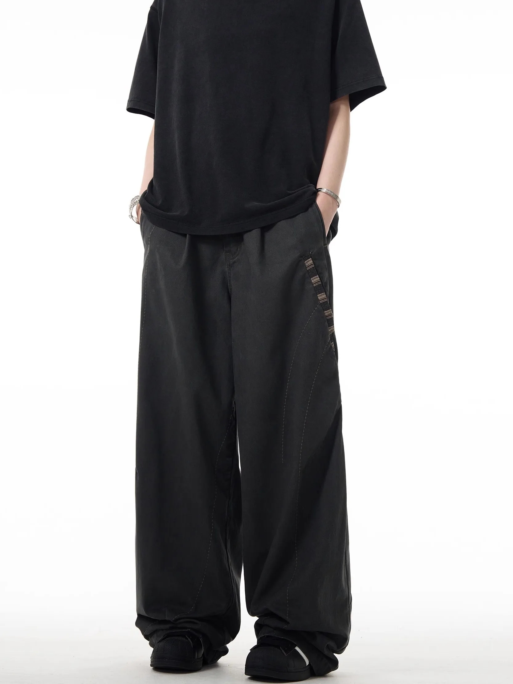 

Винтажные прямые повседневные рабочие брюки с высокой талией и свободным кроем, удобные драпированные брюки для отдыха, молодежные энергетические брюки