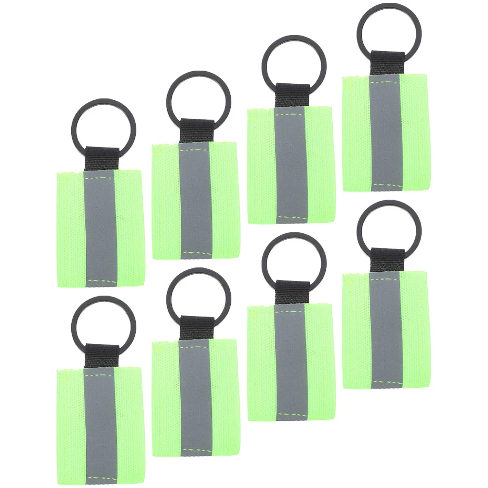 

8 Pcs Double Sided Reflective Keychain Tag Man Nylon High Visibility Backpack Zipper Pulls