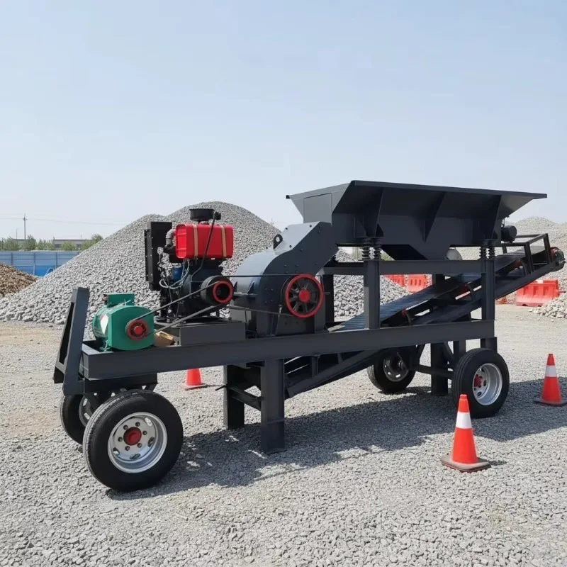 Customized Cheap Mobile Rock Coal Glass Concrete And Gravel Crusher Price Diesel Engine Hammer Crusher