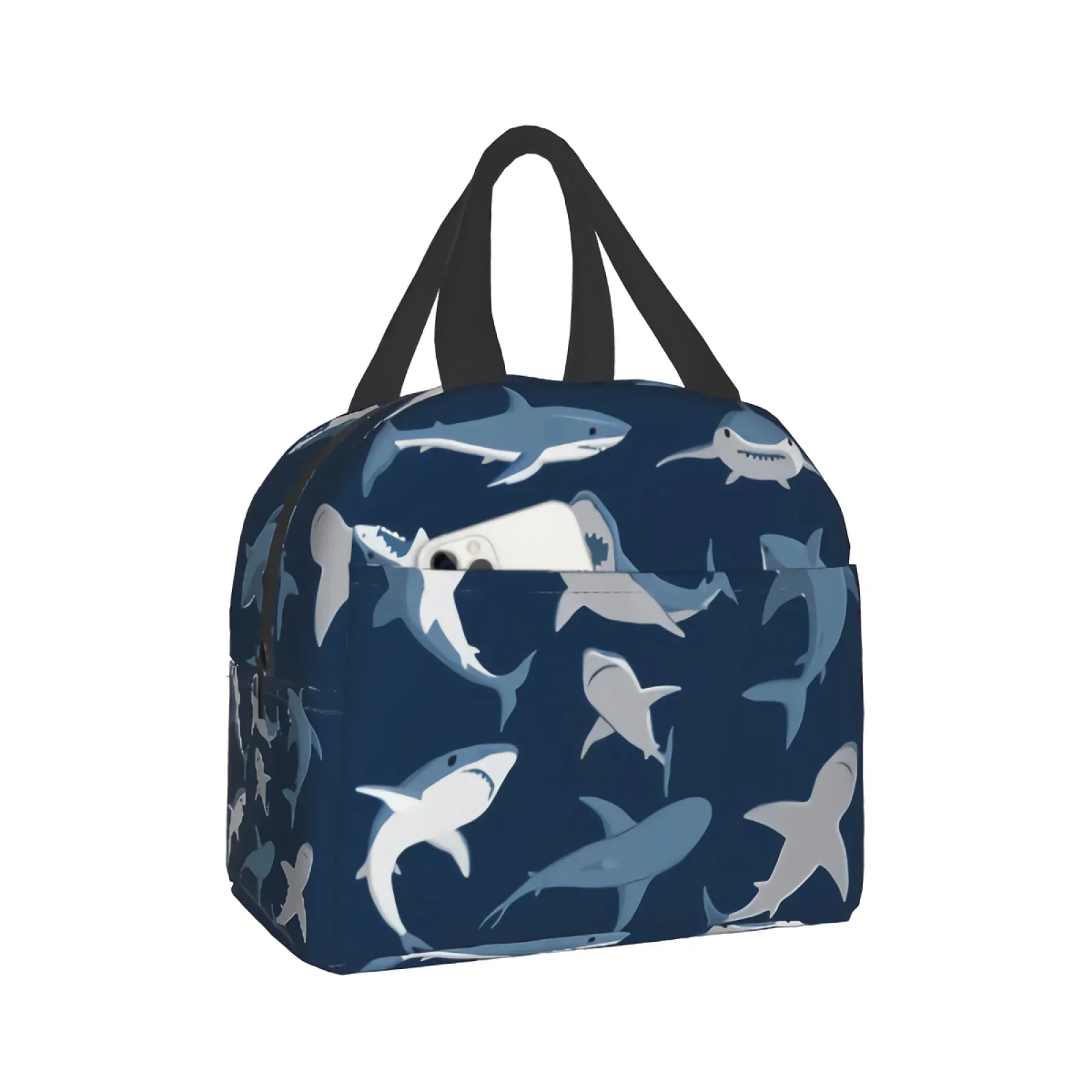 

Comic Shark Lunch Bag Insulated Lunch Box Soft Cooler Cooling Tote for Kids Adult Men Women