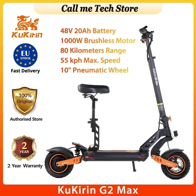 

G2 Max With Seats Electric Scooter 10 Off-road Tires 1000W 55 Km/h Max Speed 48V 20Ah 80km Range Detachable Seat