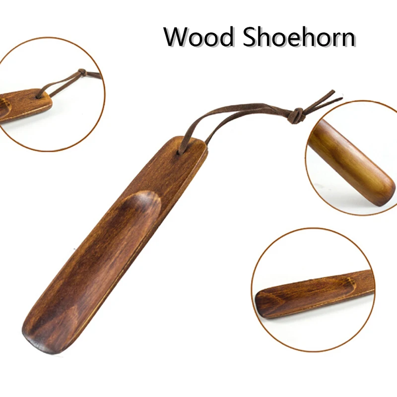 

1Pc Shoehorn wooden shoe horn portable craft shoes accessories solid wood shoehorn