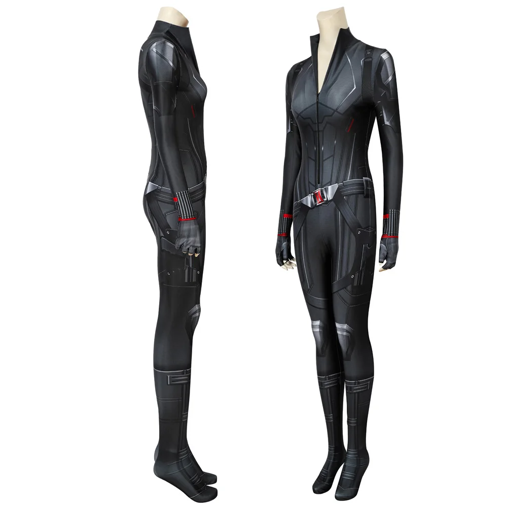 Super-herói natasha romanoff cosplay traje feminino preto fantasia 3d impresso macacão apertado zentai halloween carnaval traje