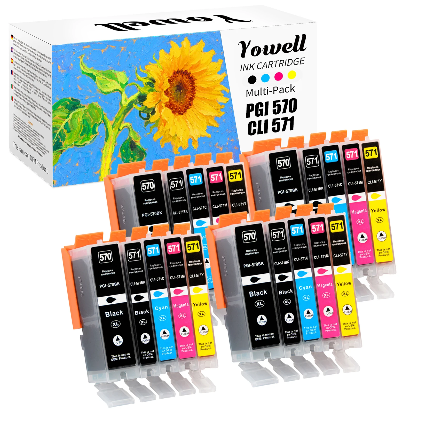 Yowell 570/571XL kompatible Tintenpatronen mit Canon PGI-570 CLI-571XL Patronen für Canon Pixma TS5050 TS5000 TS5051 TS5053