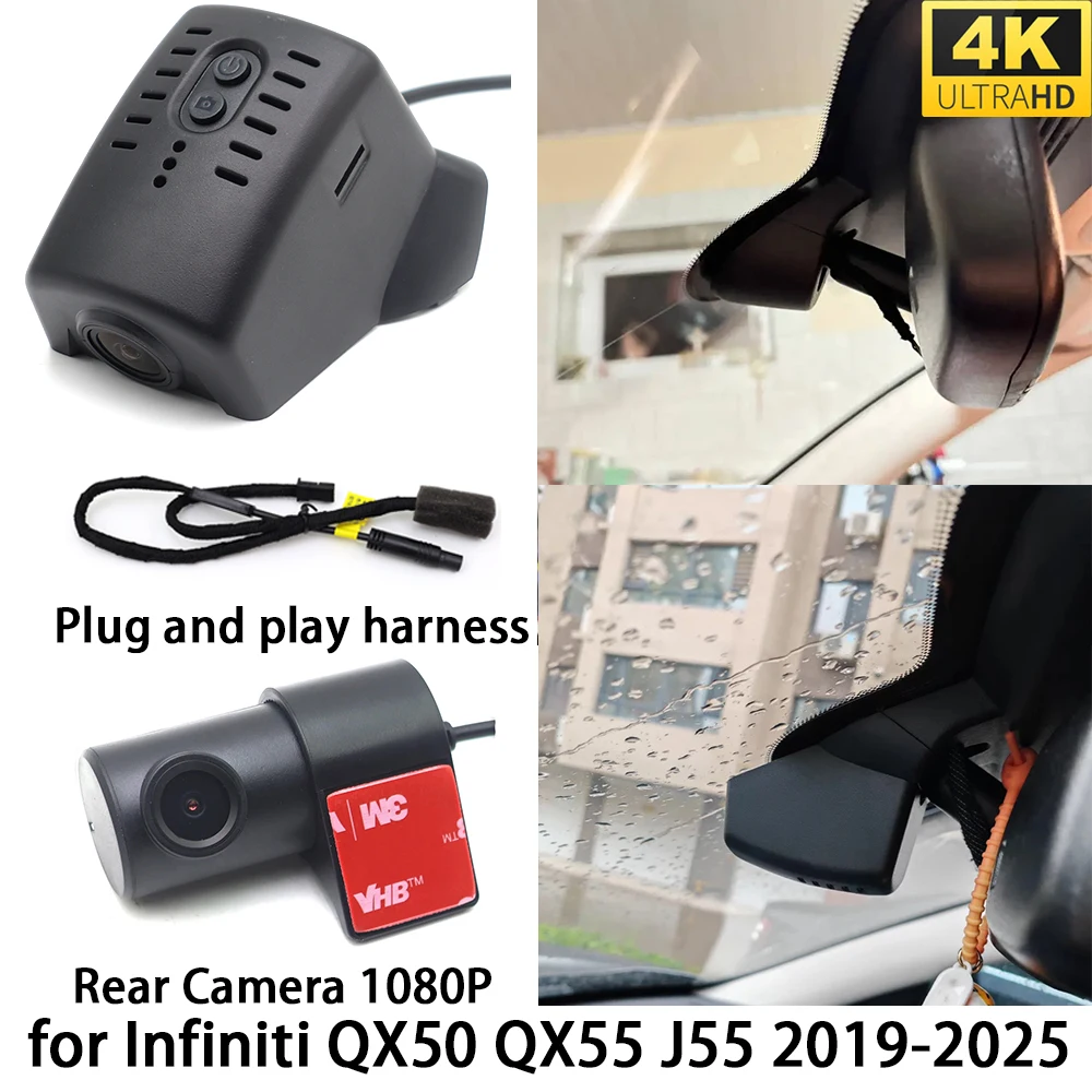 for Infiniti QX50 QX55 J55 2019-2025 DVR Dash Cam OEM Front Rear Camera Video Recorder Wifi Loop Recording Night Vision 4K 256GB