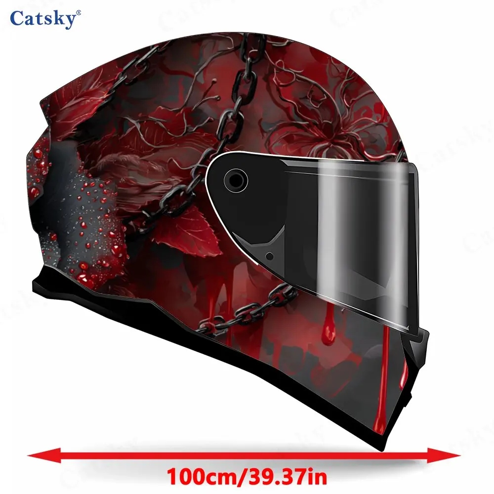 Chain-accompanied Black Rose Pattern Helmet stickers , PVC Material Multifunctional Helmet Stickers, Scratch-Resistant & Fade-Pr