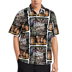 Goonies Print Art Beach Shirt 80s Classic Movie Hawaiian Casual Shirts Male Retro Blouses Short-Sleeve Custom Tops Plus Size