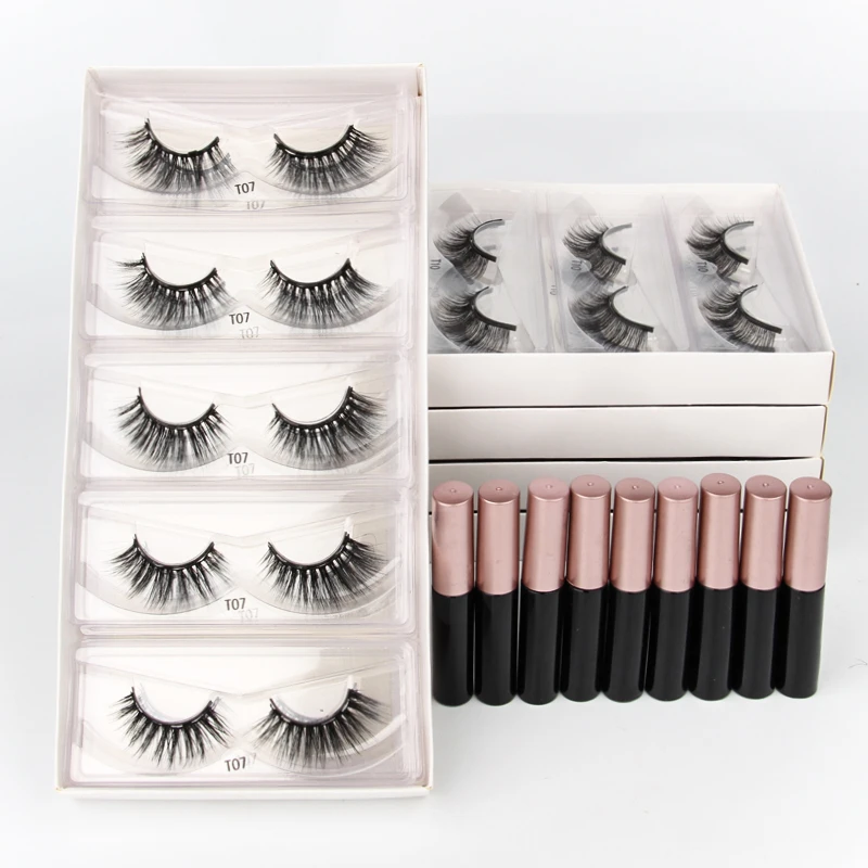 Wholesale Magnetic Eyelash 3/10/20/50/100 Pcs Magnetic False Eyelashes Kit Waterproof Liquid Eyeliner Soft 3D Mink Lashes Makeup