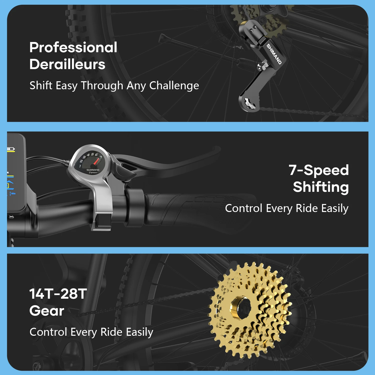 26 ''دراجة كهربائية للبالغين 1000 واط الذروة المحرك 40 ميل 25MPH ركاب EBike 7 سرعة مقاوم للماء دواسة Assit جبل كهربائي #5