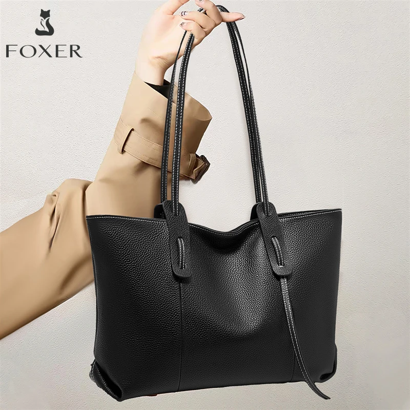 

FOXER Lady's Handbag Genuine Leather Large Capacity Tote Bag 2025 Autumn Winter All-match Female Shoulder Bag Commute Travel