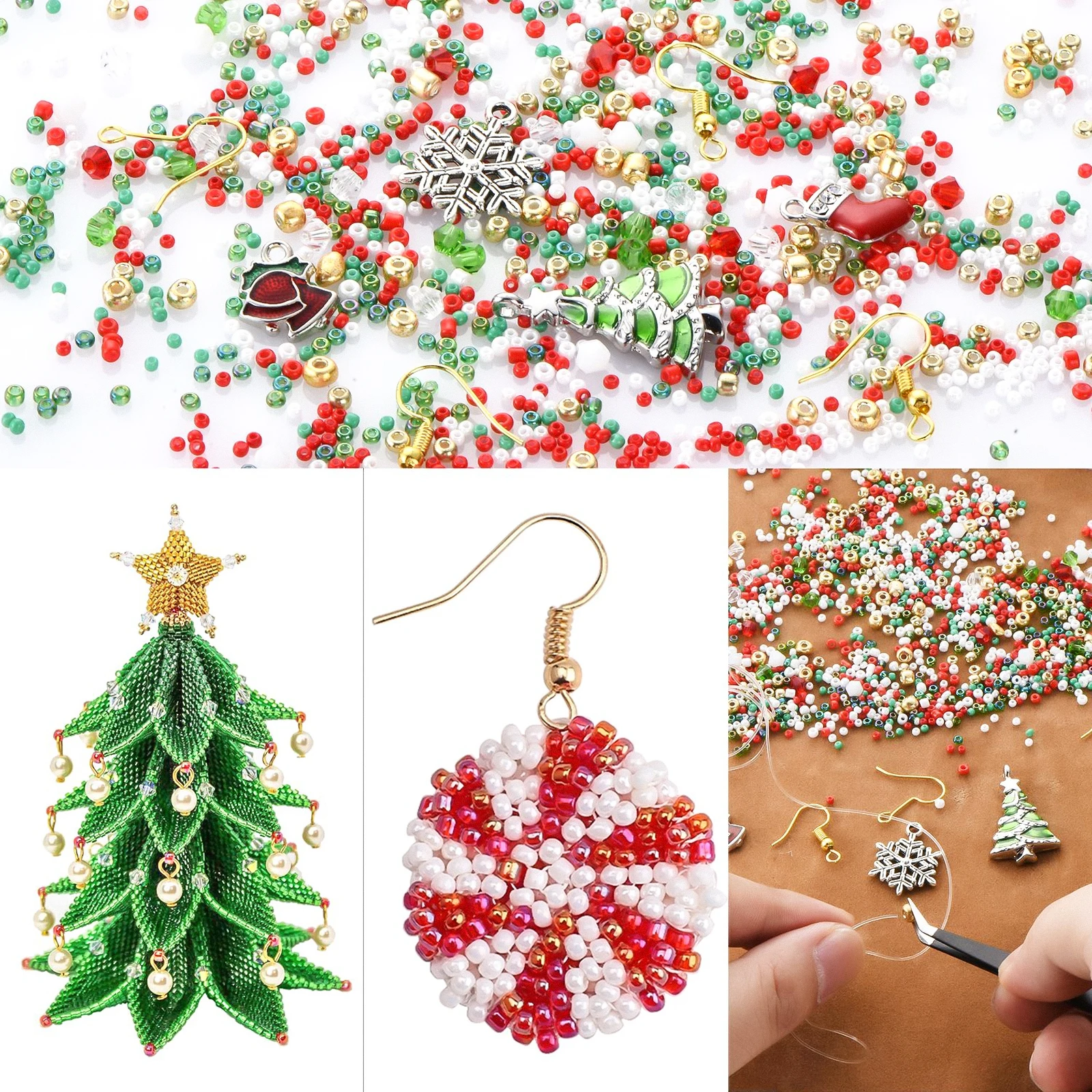 

DIY Earring Accessories Crystal Beads Jewelry Craft Supplies Pendant Making Materials Pearl Bells Christmas naments Hook