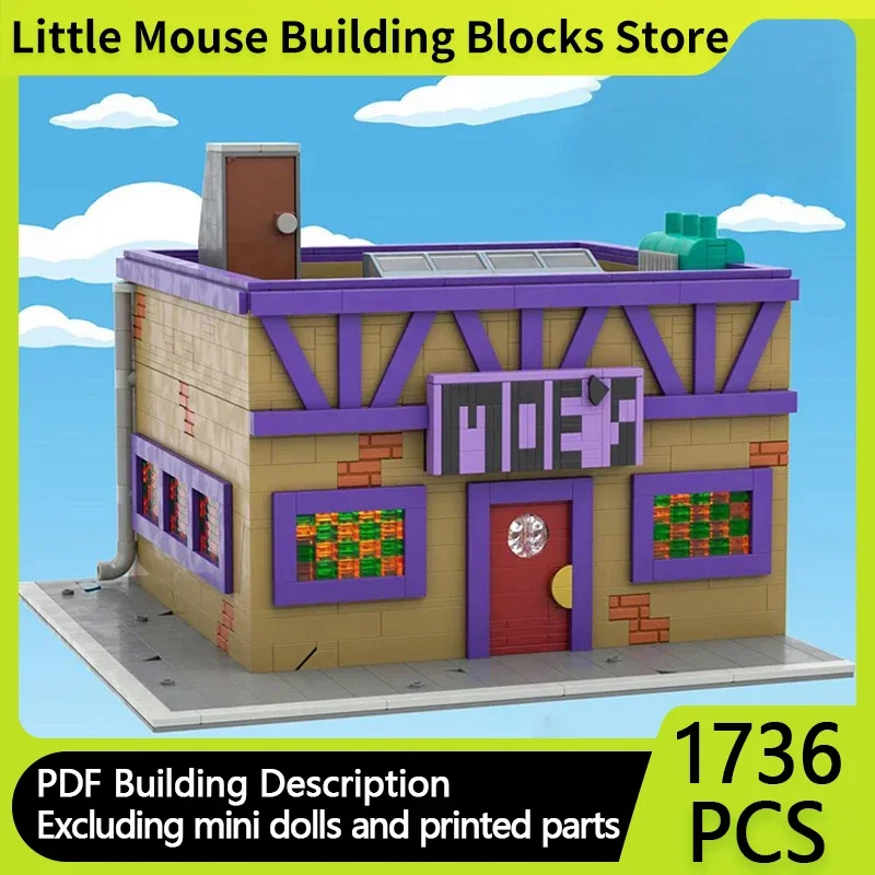 Popular Anime Street View Model MOC Building Brick Springfield Tavern Modular Technology Gift Holiday Assemble Children Toy Suit