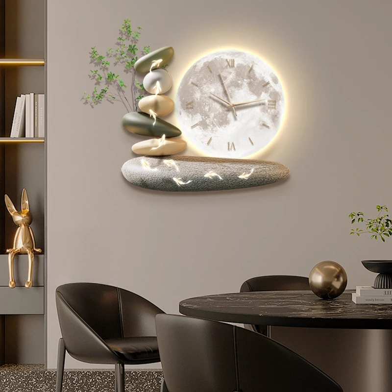 green plant dining room Wall clock living room Large Interior aesthetic wall clock noiseless advanced reloj pared home decor