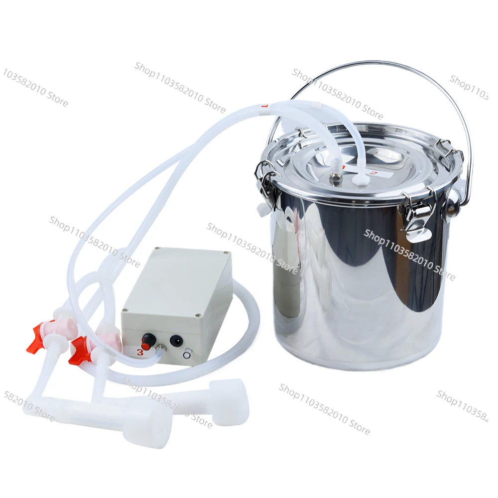 

5L Electric Milking Machine for Cattle Goat Pulsating Milking Stainless Steel Milker Bucket Farm Livestock adjustable speed