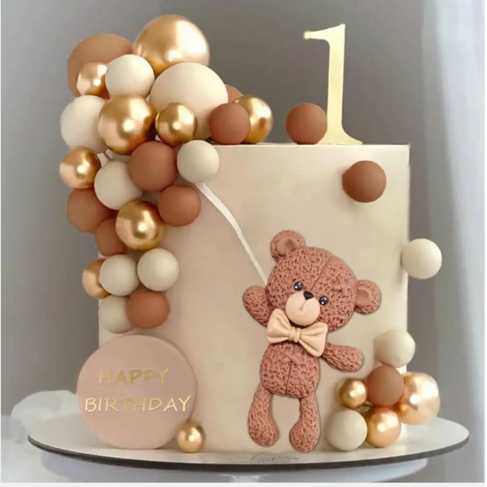 31pcs  Bear Colorful Balloons Balls Cake Toppers for Birthday Baby Shower Party Decorations Supplies