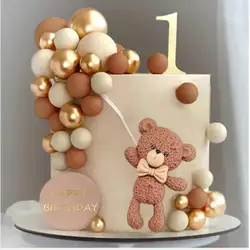 31pcs  Bear Colorful Balloons Balls Cake Toppers for Birthday Baby Shower Party Decorations Supplies