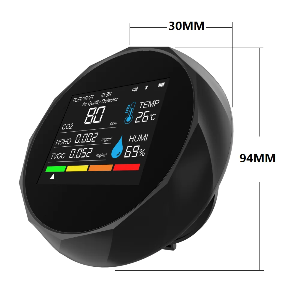 6 in 1 Function Bluetooth APP, CO, CO2 Detector TVOC Air Quality Detection