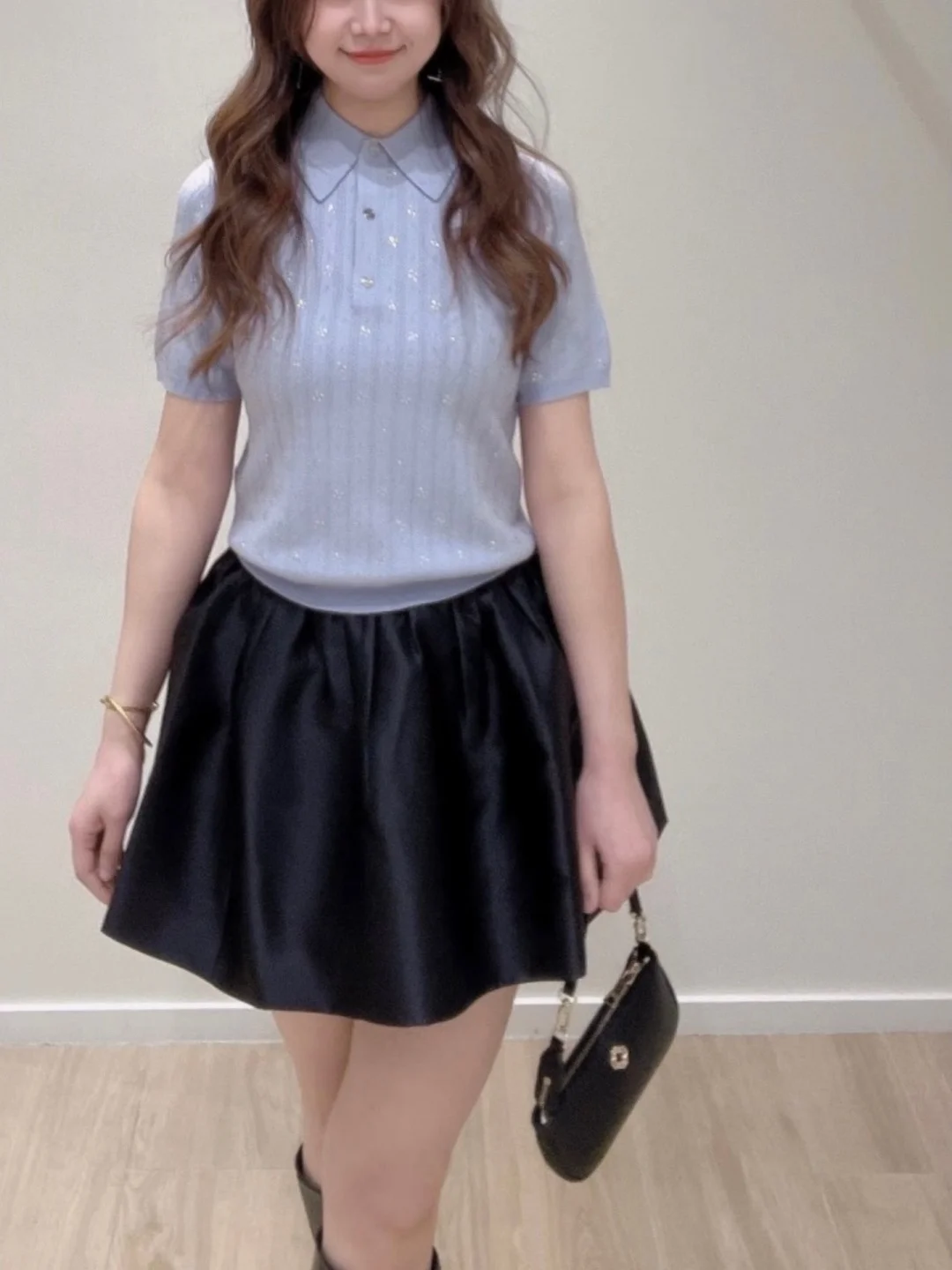 

Светло-голубой вязаный шерстяной топ с коротким рукавом, ажурным дизайном и декором в виде ромбов, во французском стиле, женский, укороченный