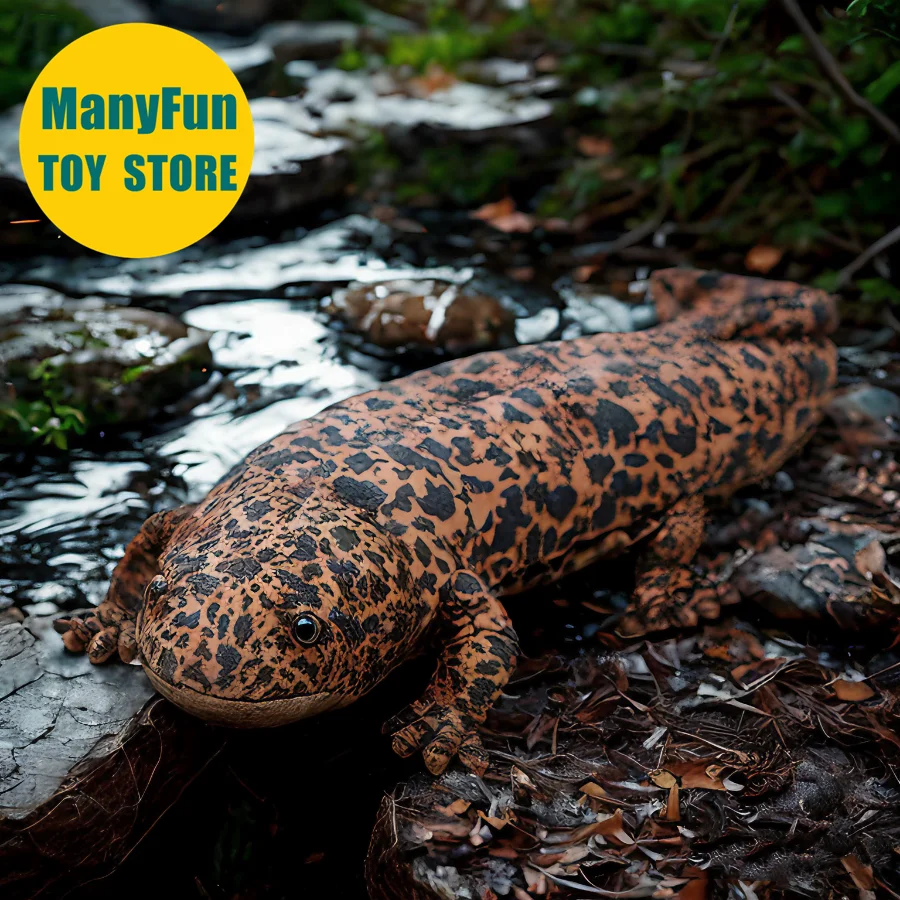 لعبة السمندر القطيفة العملاقة - حيوان محشو من Axolotl نابض بالحياة، بلوشي نيوت واقعي، لهواة جمع هدايا الدمى Hanzaki و Hellbender