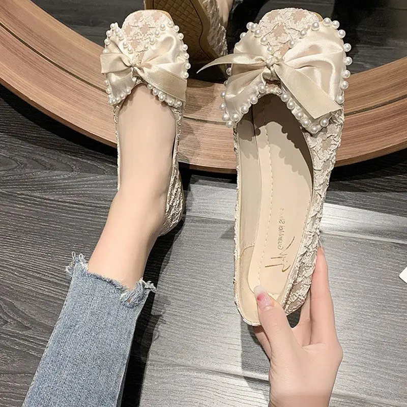 

Женские модные туфли-слипоны 2026 года с бантом, квадратным носком, на мягкой подошве, низкие, повседневные