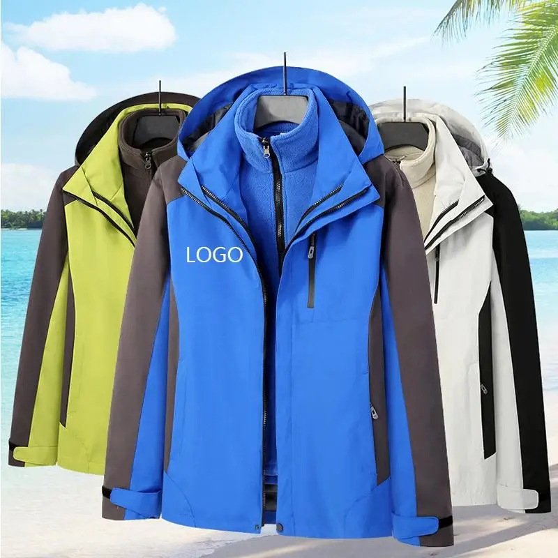 

Winter Outdoor Fleece Jacket Warm Three In One Assault Suit Custom Printed Logo Detachable Hiking Camping Mountaineering Suit