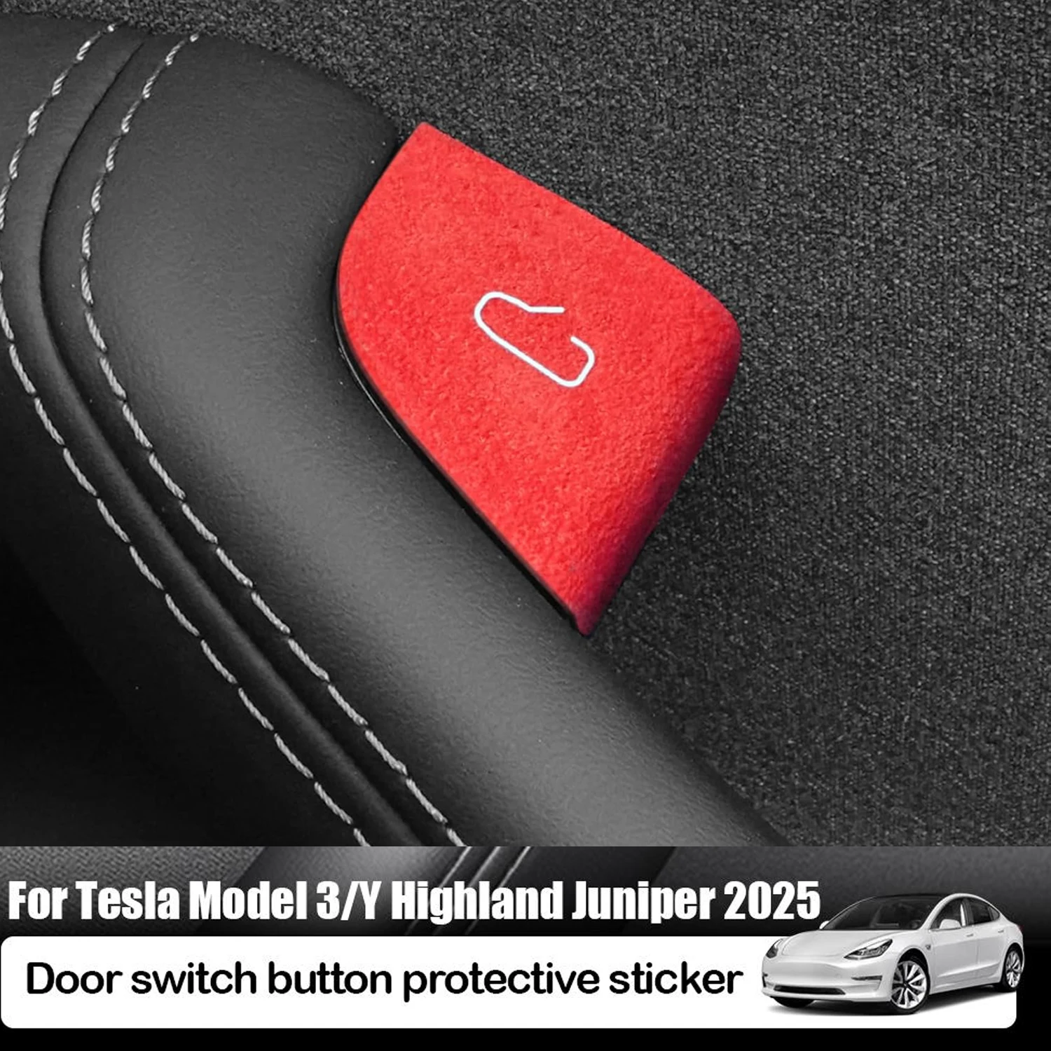 For Tesla Model Y Juniper 2025 Model 3 Highland 25-26 Car Interior Suede Door Button Trim Stickers Patch Trim Cover Accessories