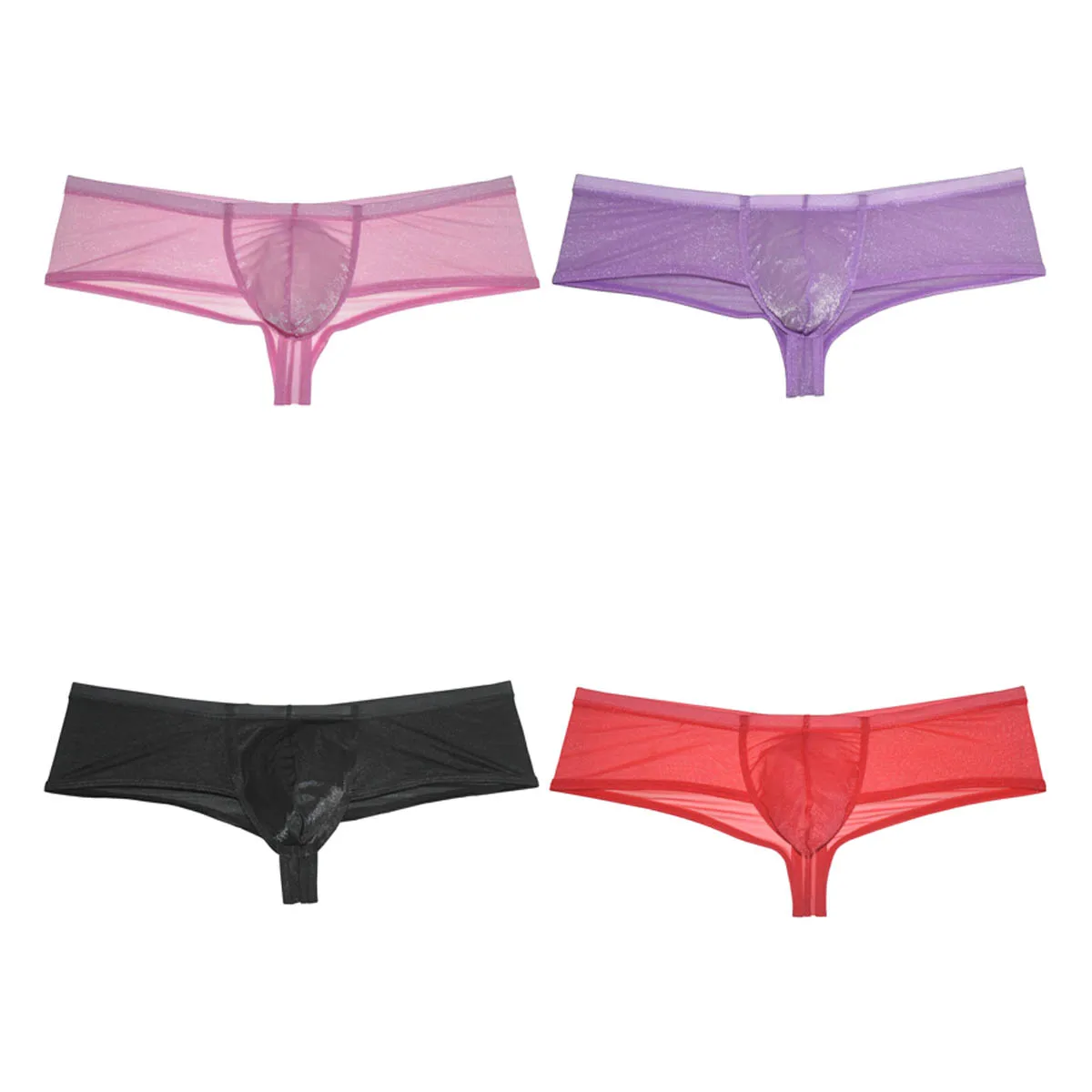 

Men's Transparent Mini Boxers Briefs Sheer Thongs Micro Underwear Bikini Shorts Cheeky Soft Breathable Panties Stretchy Tangas