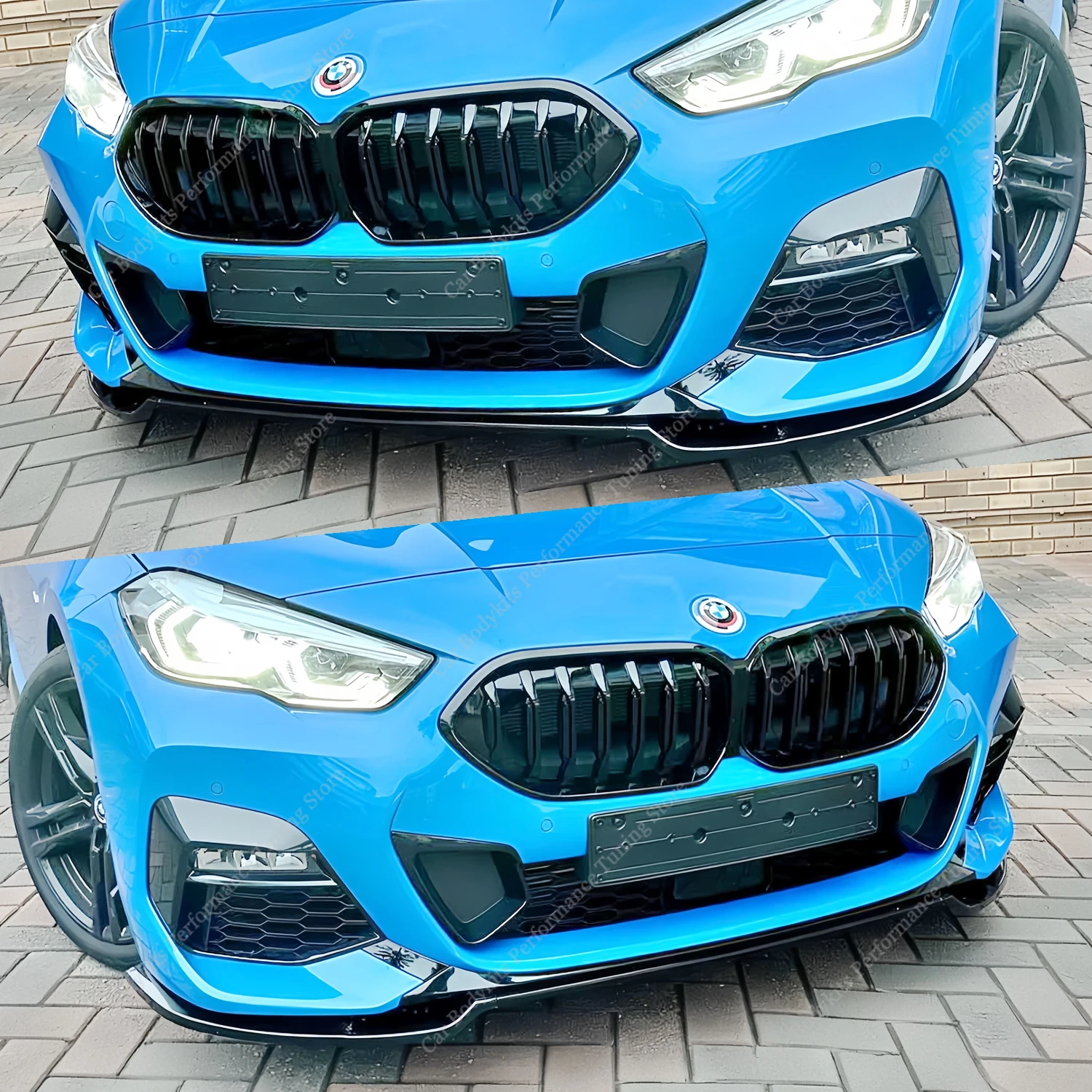 Gloss Black Front Bumper Lip Spoiler Splitter For Bmw F44 218i 218d 220i 220d M235i 4-Door M Sport 2020-2024 Bodykits Tuning