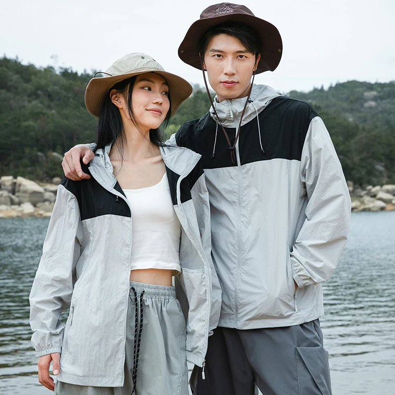 Men's UV Protective Hooded Jacket UPF50+ Windproof Quick Dry Anti Crease Summer Beach Walking Coat Unisex