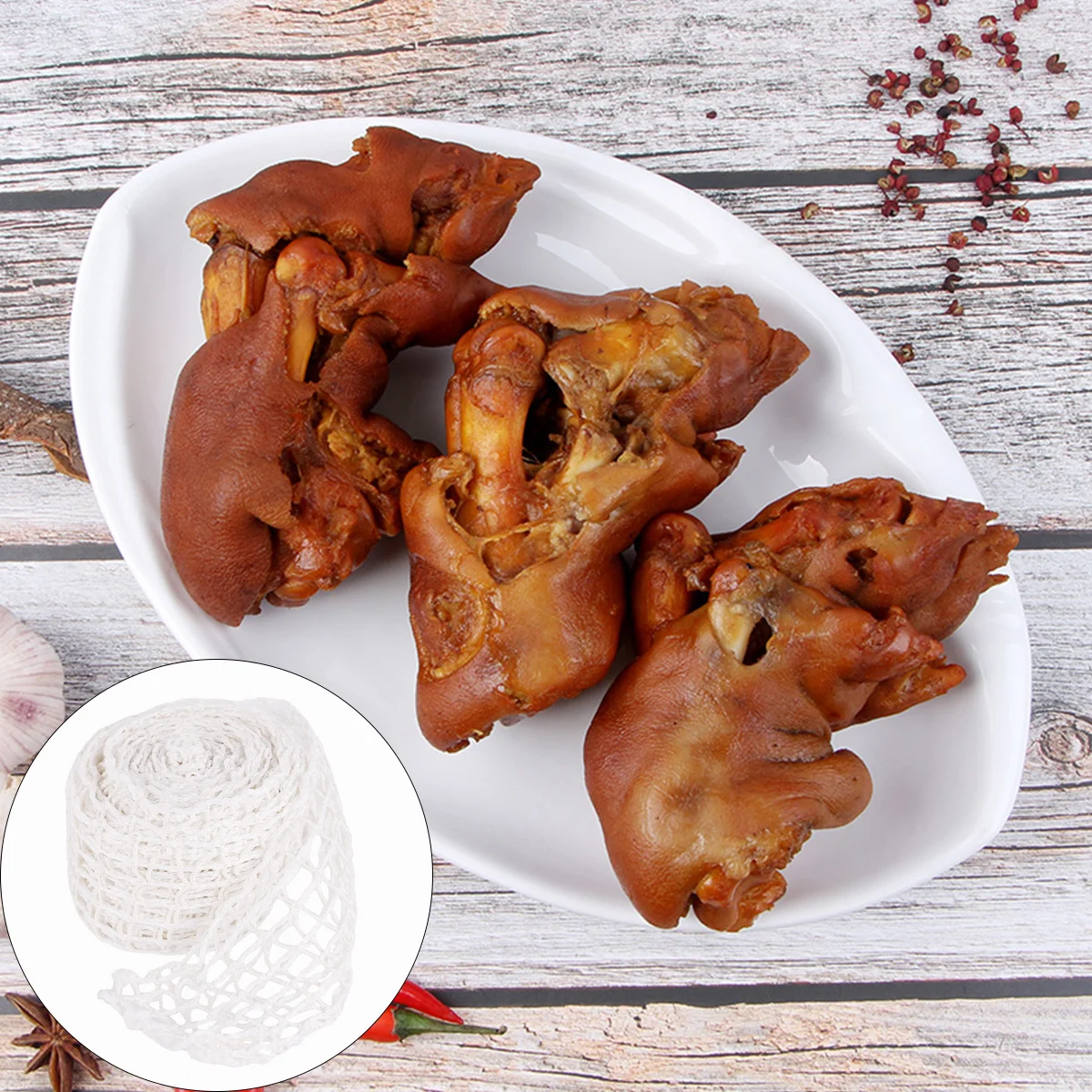 

1 Roll Spiced Pork Shoulder Net White Multifunctional Household Kitchen Bag Easy Portable for Picnic Braised Food