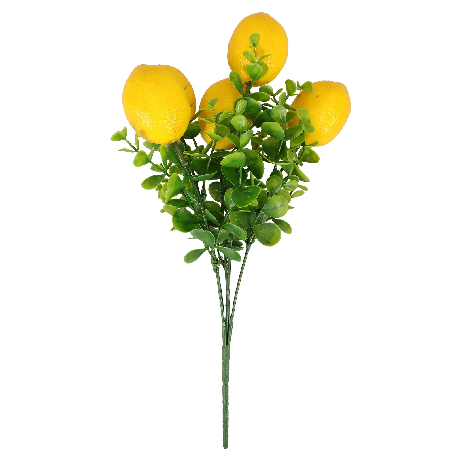 Simulated Branch Decor 5 Fork Lemon Bundle Artificial Fruit Stem for Vase Table Centerpiece Store Office Bar Faux Lemon Branches