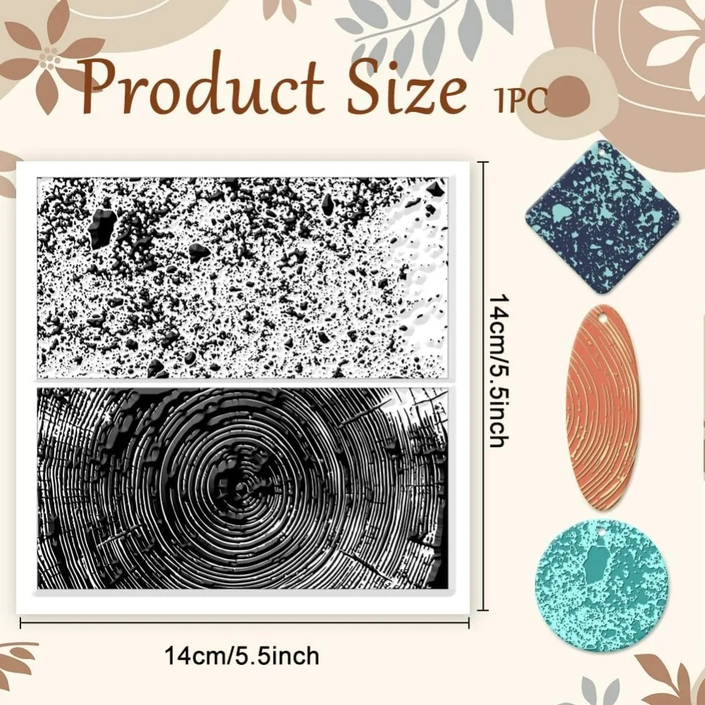 Rock Particles Polymer Clay Texture Sheets Growth Rings Texture Stamp Sheets Silicone Texture Stamp Polymer Clay Texture Mat