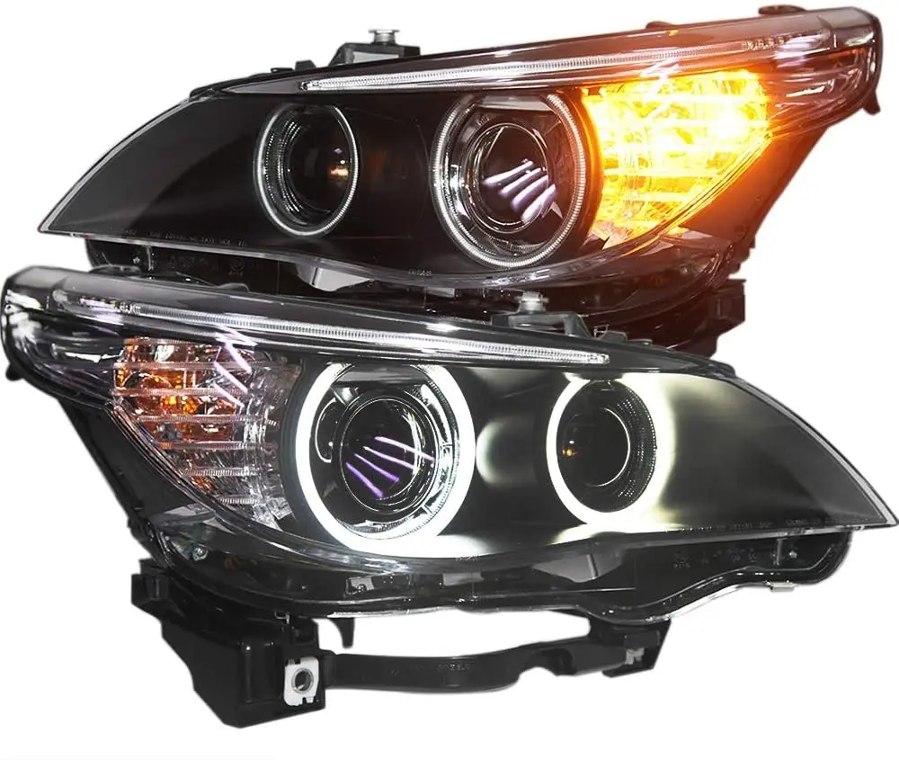 Reflektory LED CCFL Angel Eyes 2003 do 2004 roku Do BMW E60 523i 525i pasujące do oryginalnego samochodu z żarówkami ksenonowymi HID LF