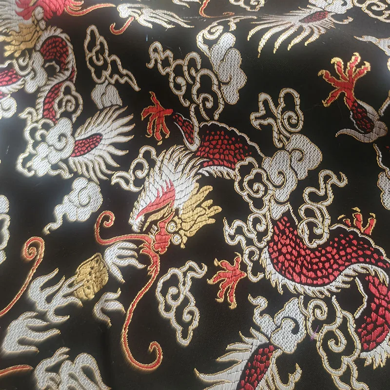 Black dragon style Metallic Jacquard Brocade 3D jacquard yarn dyed fabric for dress,bedding,bag,curtain DIY sewing cloth