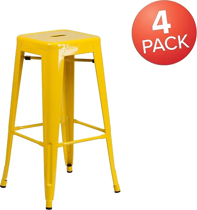 Meubles Flash Commercial Grade Metal Bar Stools Set of 4 with Square Seat 30\