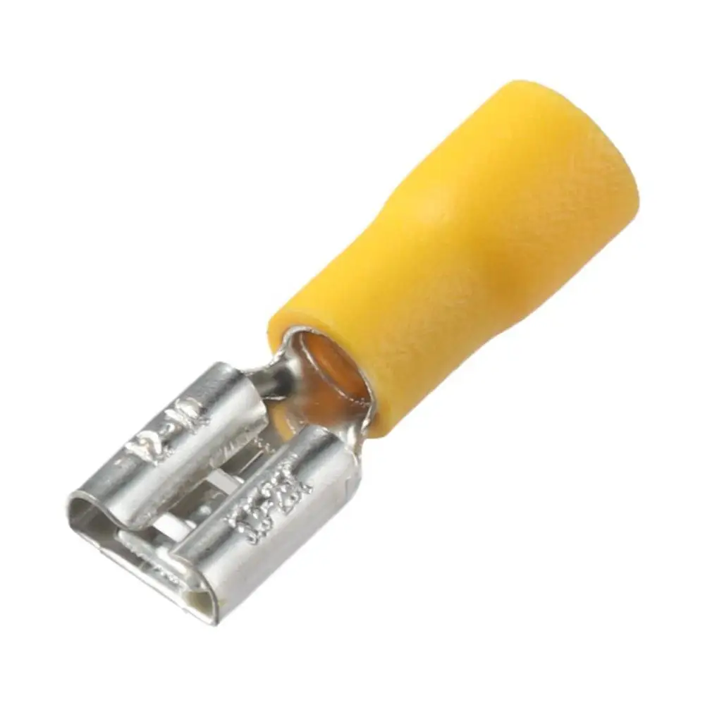 100PCS FDD5.5-250 Female Quick Disconnects Terminal 12-10 AWG Vinyl Insulated Spade Wire Connector Yellow 4-6mm²