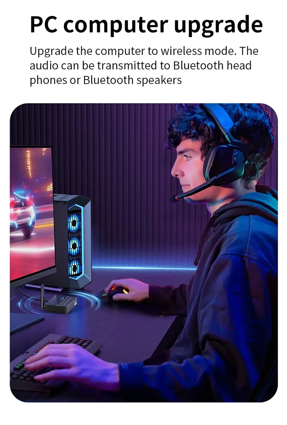 Kebidumei Drahtloser Audio-Adapter, Bluetooth 6.0-Empfänger, Sender, HiFi, verlustfreier Klang, Stereo-Musik, 3,5 mm AUX-RCA-Buchse für PC-TV – Detail 11