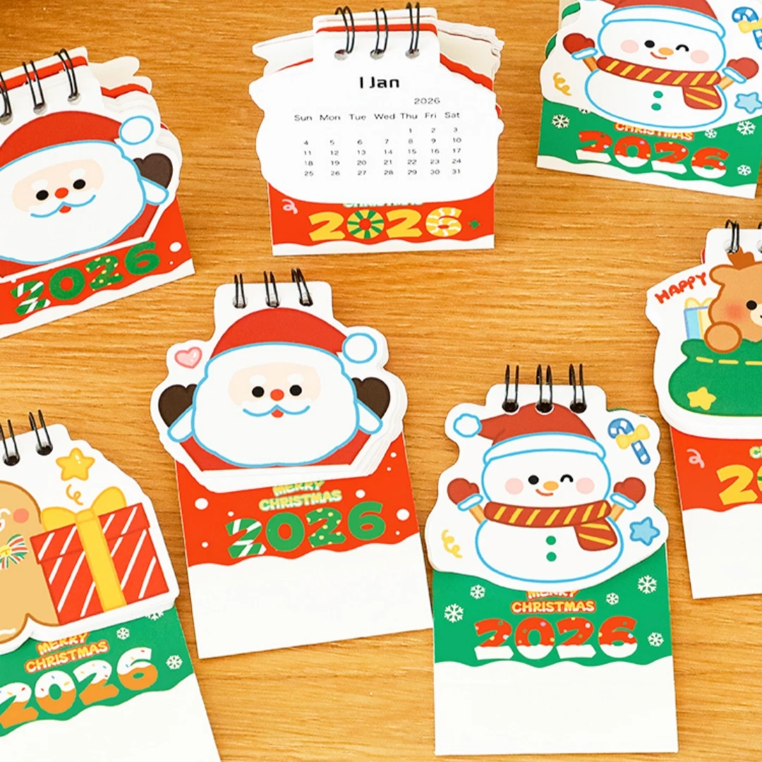 Mini Christmas Desk Calendar Foldable Table Planner Desktop Calendar Mini Paper Note Calendar Desk Decoration Student Gift