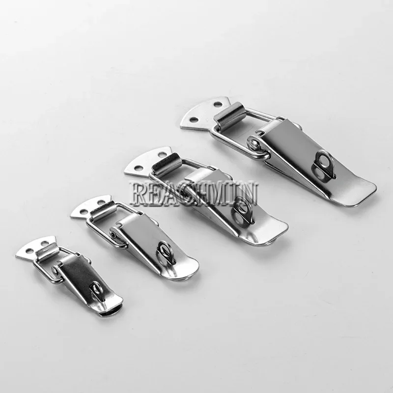 2PC 304 stainless Cabinet Box Locks Spring Loaded Latch Catch Toggle Iron Hasps For Sliding Door Window Furniture Hardware