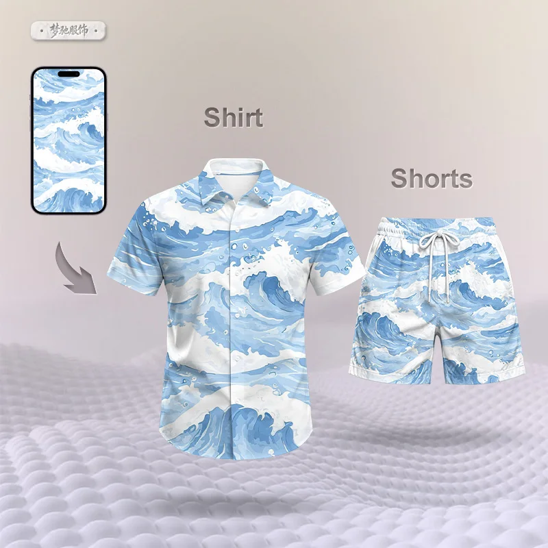 Customized Summer Casual Shirt And Shorts Loose Short Sleeve Suit For Boys and Girls Fast Dry Fashion Personalized Streetwear