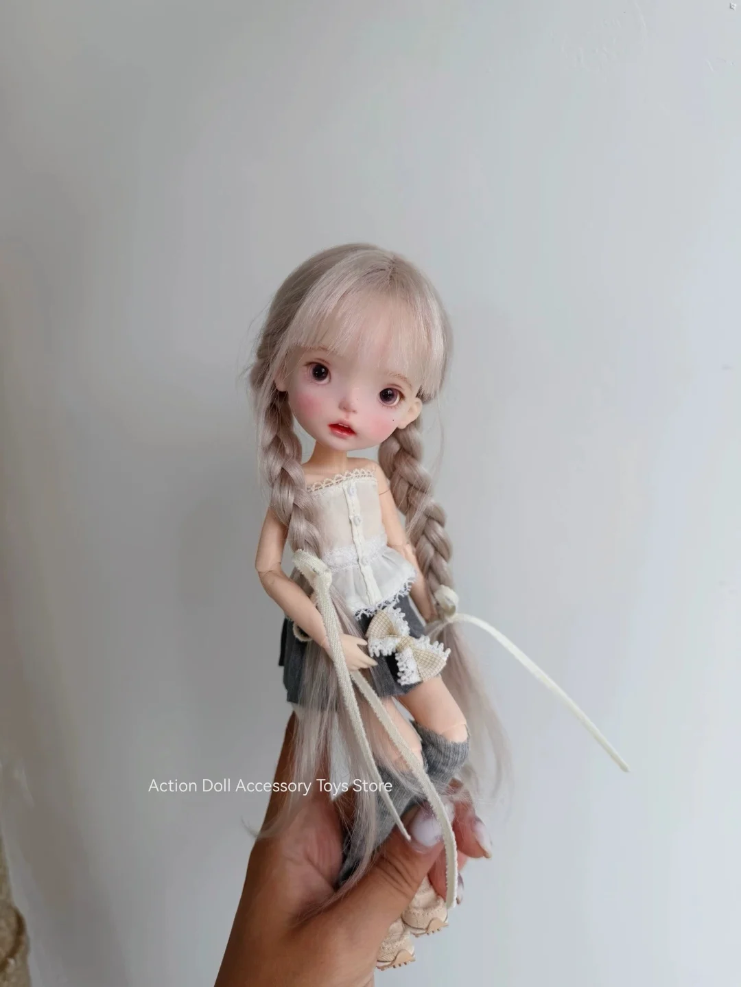 Nowe peruki z naturalnego moheru dla lalek Landazz Landoudou, obwód głowy 16 cm - 16,5 mm