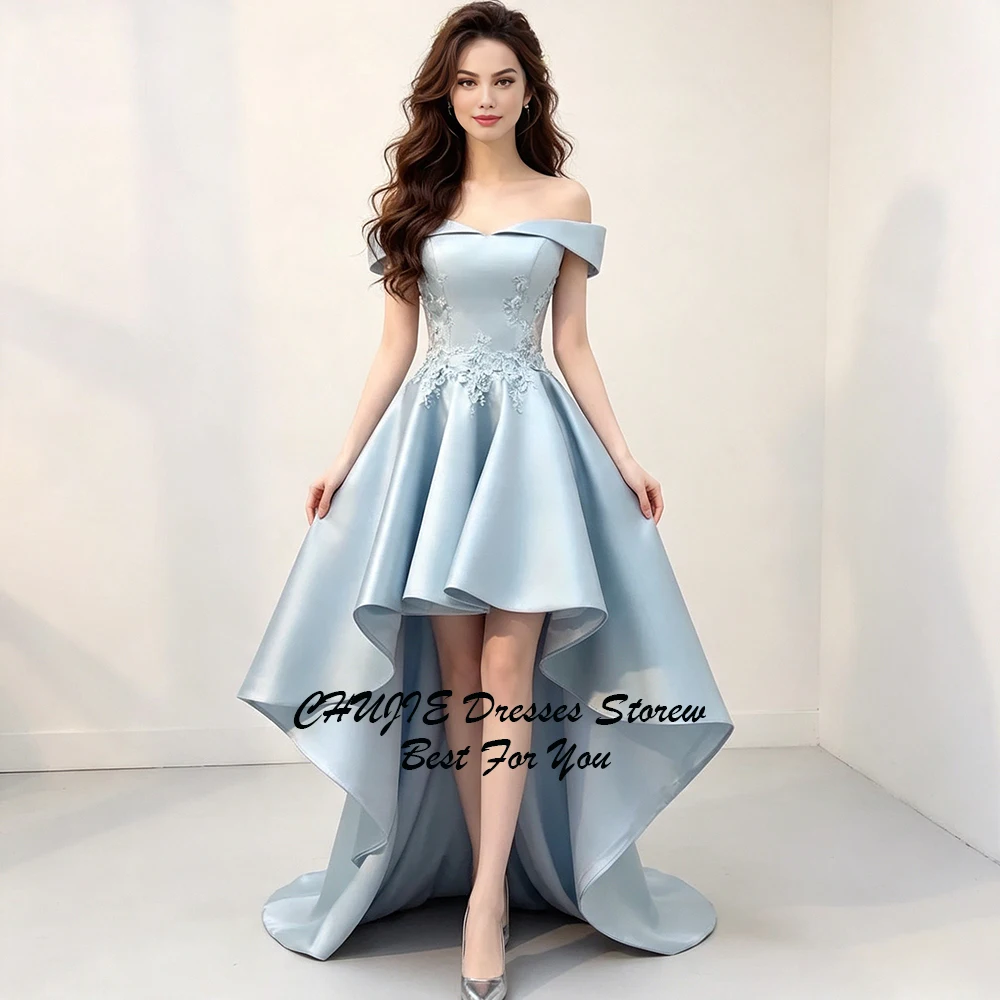 High Low Homecoming Dress For Teen Off Shoulder Graduation Dress With Appliques Customized Sweet 15 16 Evening Prom Party Gowns