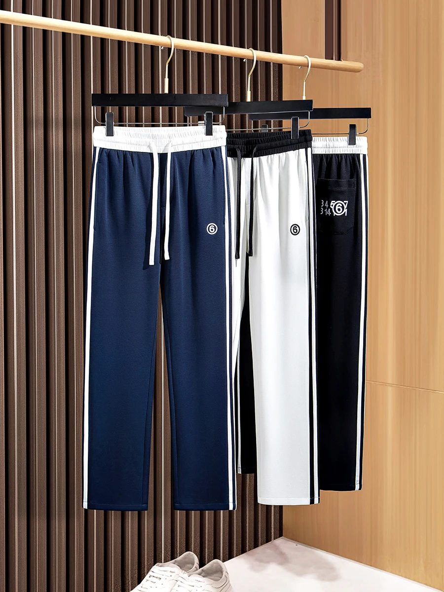 

JSBD-NZ Spring/Summer Modal space cotton ice silk sports pants color patchwork men's straight sweatpants casual pants