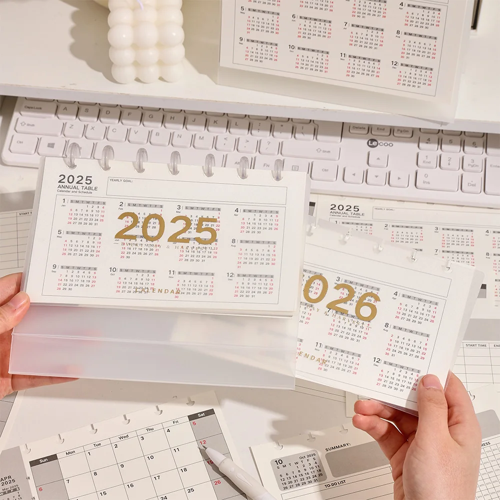 2025-2026 Transparent Waterproof PVC Cover 2 Years Desk Calendar With To Do List Notepad Memo Acrylic Coil Monthly Planner