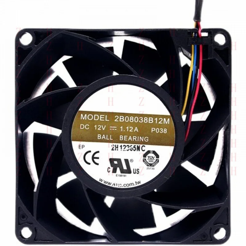 XXZ   for  AVC 2B08038B12M 8038 8CM 1.12A 12V 4-wire PWM Speed Regulating Cooling Fan