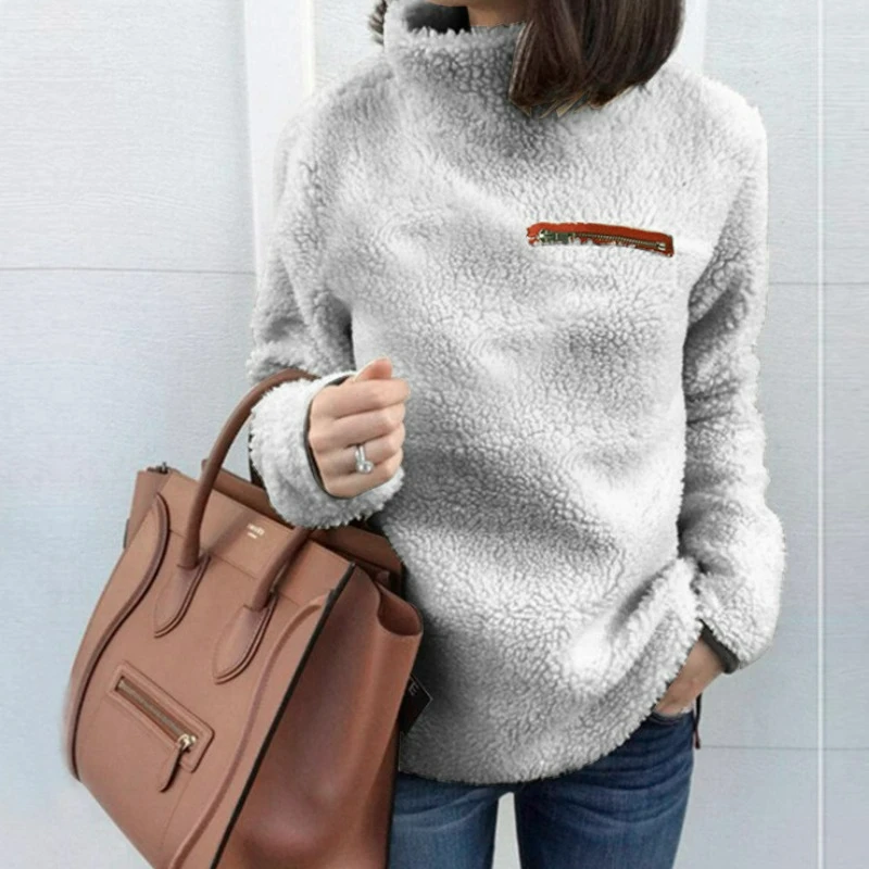 Winter Super Soft and Comfortable Solid Color Turtleneck Pullover Women\'s Sweater Fashion Zipper Sexy Top Ladies Hipster Clothes