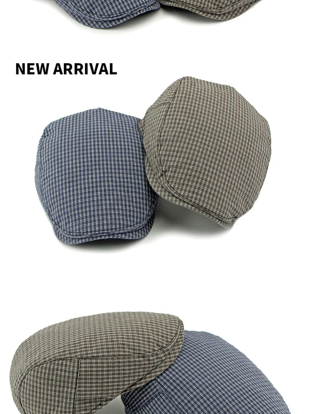 HT4799 Herren- und Damen-Baskenmützen für Frühling, Sommer und Herbst, Künstler- und Malermütze, Unisex Ivy Flat Cap, Verstellbare Karierte Baskenmützen – Detail 2