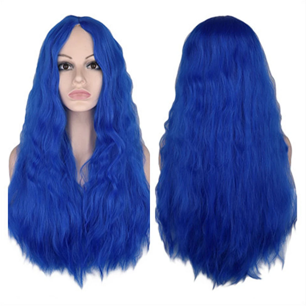 

Synthetic Wave Wig Hair Long Curly Royal Blue Wig for Wome High Temperature Fiber Cosplay Wig