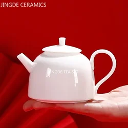 Mutton Fat Jade White Porcelain Teapot Chinese Ceramic Tea Set Home Ball Hole Filter Tea Pot Small Capacity Beauty Tea Infuser