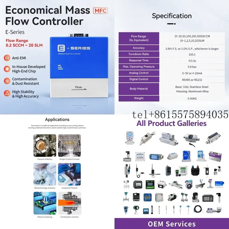 

Hot Industrial Grade Mass Flow Controller MFC for Compressed Air Nitrogen with Nitrogen Air Argon Compatibility